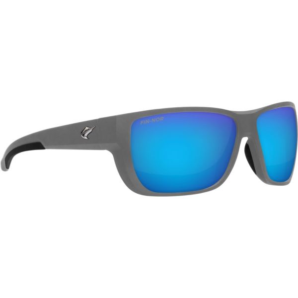 Fin-Nor 12/0 Sunglasses - Matte Dark Grey Frame/Blue Mirror Glass Lens