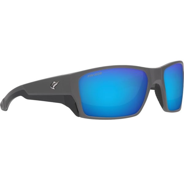 Fin-Nor Backdown Sunglasses - Matte Grey Frame/Blue Mirror Glass Lens