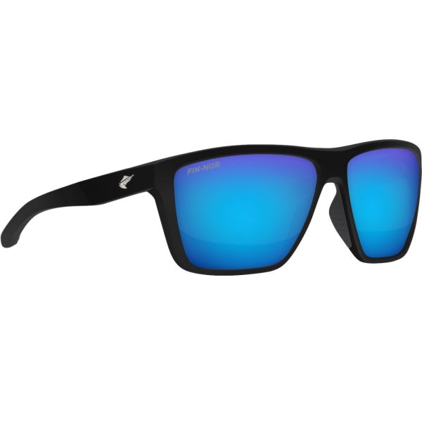 Fin-Nor Big Pine Sunglasses - Matte Black Frame/Blue Mirror Glass Lens