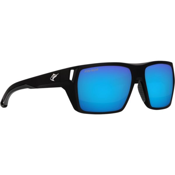 Fin-Nor Browns Bay Sunglasses - Matte Black Frame/Blue Mirror Glass