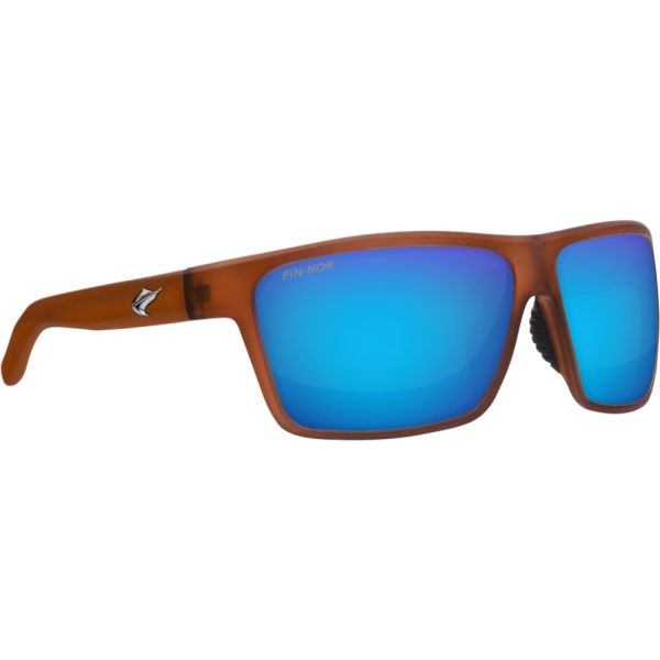 Fin-Nor Circle Hook Sunglasses - Frosted Brown Frame/Blue Mirror Glass