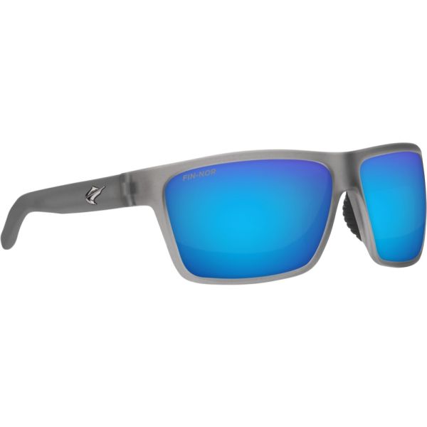 Fin-Nor Circle Hook Sunglasses - Frosted Grey Frame/Blue Mirror Glass