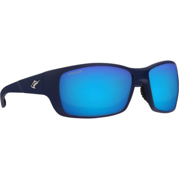 Fin-Nor Dredge Sunglasses - Matte Dark Blue Frame/Blue Mirror Poly