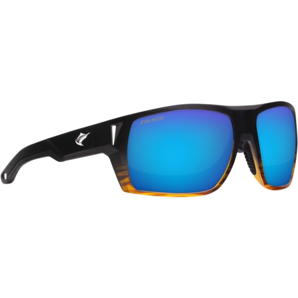 Fin-Nor Hells Bay Sunglasses - Oak Grain Fade Frame/Blue Mirror Glass