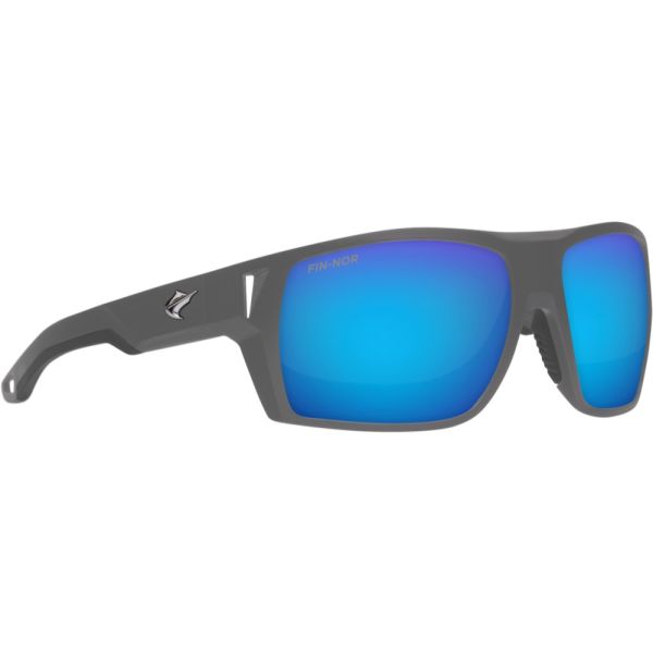 Fin-Nor Hells Bay Sunglasses - Matte Dark Grey Frame/Blue Mirror Glass