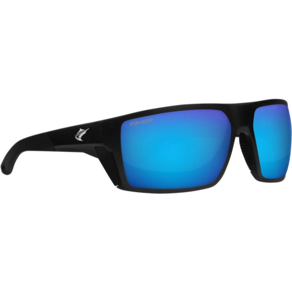 Fin-Nor North Drop Sunglasses - Matte Black Frame/Blue Mirror Glass