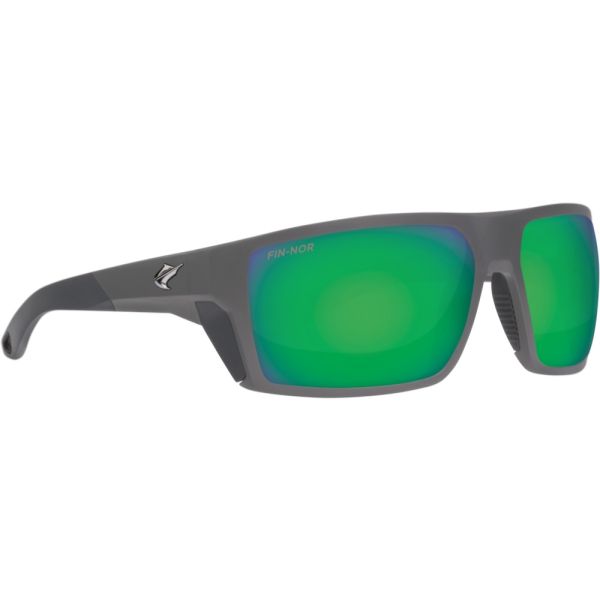 Fin-Nor North Drop Sunglasses - Dark Grey Frame/Green Mirror Glass