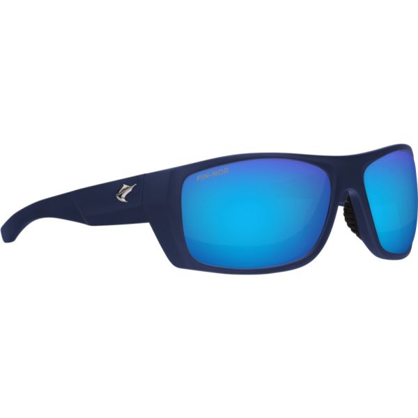 Fin-Nor Pinder Sunglasses - Matte Dark Blue Frame/Blue Mirror Poly