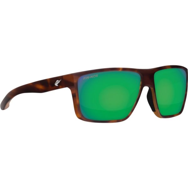 Fin-Nor Popper Sunglasses - Matte Tea Tort Frame/Green Mirror Glass