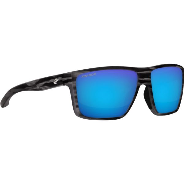 Fin-Nor Popper Sunglasses - Matte Smoke Stripe Frame/Blue Mirror Glass