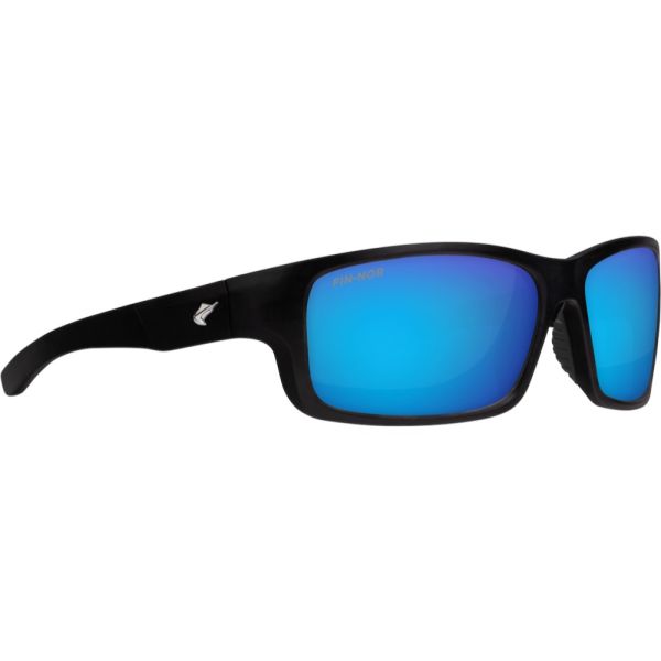 Fin-Nor RT Sunglasses - Matte Black Frame/Blue Mirror Glass Lens