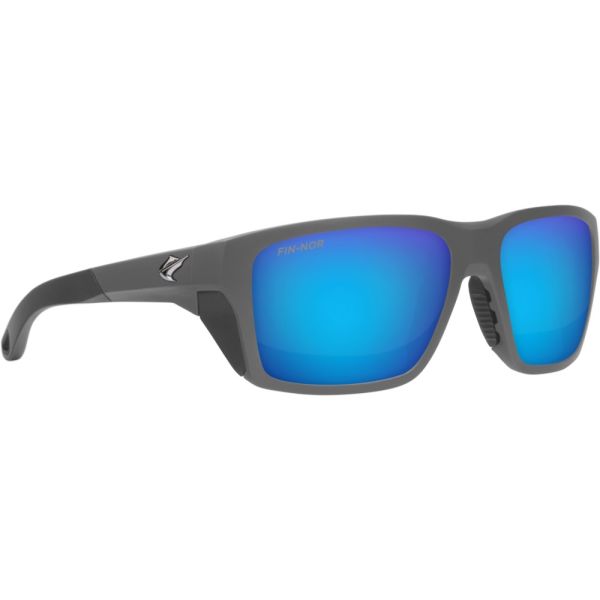 Fin-Nor Rum Line Sunglasses - Matte Dark Grey Frame/Blue Mirror Poly