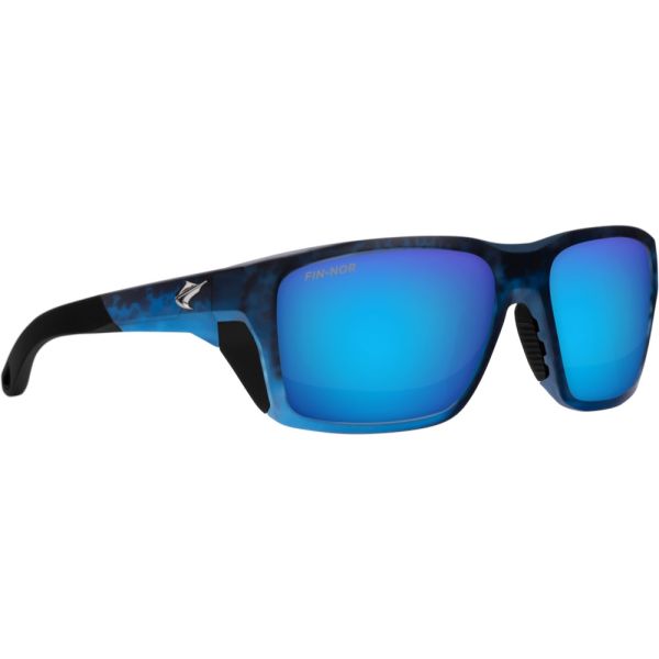 Fin-Nor Rum Line Sunglasses - Matte Keys Camo Frame/Blue Mirror Glass