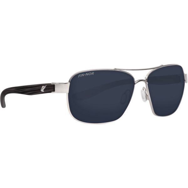 Fin-Nor Sandspur Sunglasses - Silver/Charcoal Stripe Frame/Grey Glass