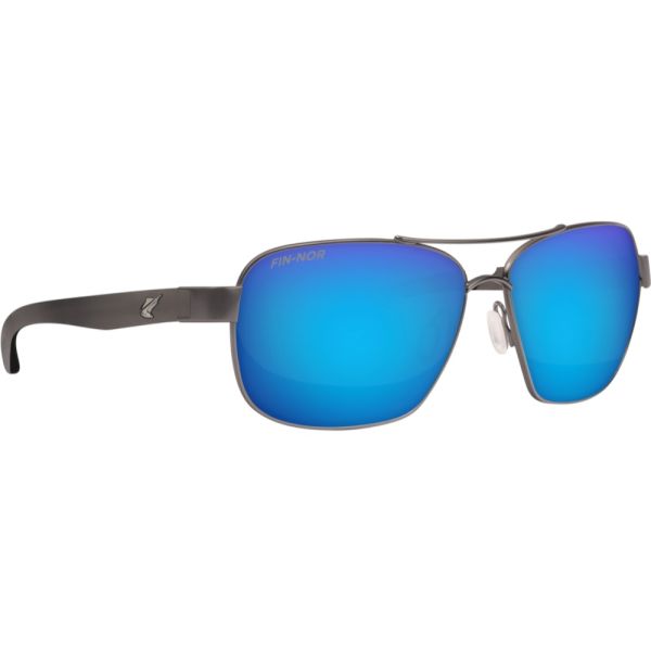 Fin-Nor Sandspur Sunglasses - Gun/Frstd Grey Frame/Blue Mirror Glass