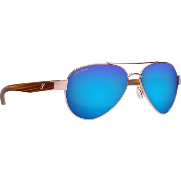 Fin-Nor Surf Candy Sunglasses Rose Gold/Amber Frame/Blue Mirror Glass