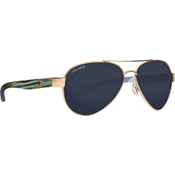 Fin-Nor Surf Candy Sunglasses - Soft Gold/Brown/Blue Frame/Grey Poly