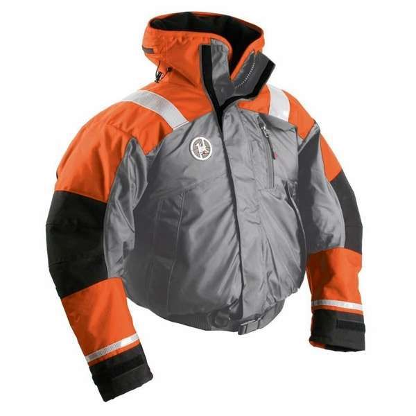 First Watch AB-1100-OG Flotation Bomber Jacket Gray/Orange - Small