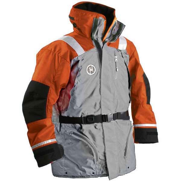 First Watch AC-1100-OG Flotation Coat Orange/Grey - Size Small