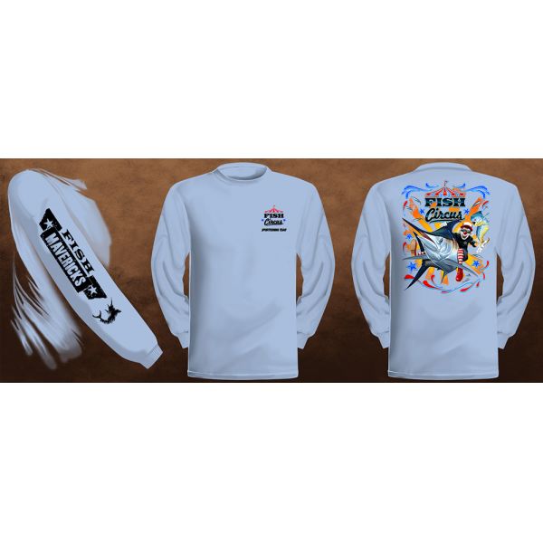 Fish Circus Rodeo Long Sleeve T-Shirt - Baby Blue 2X-Large