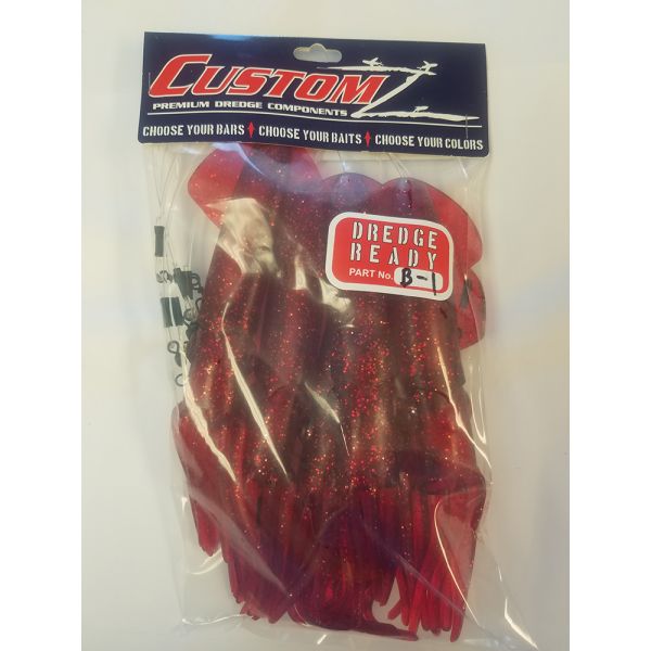 Fish FR203 Razr CustomZ Rigged 9 in. Squid 6pk - Red Sparkle