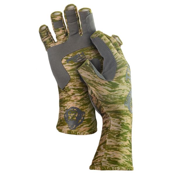 Fish Monkey Half Finger Guide Glove - Green Water Camo 2XL