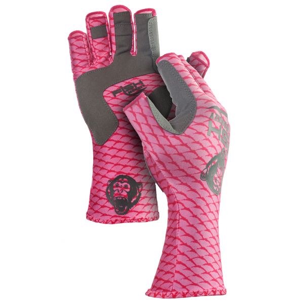 Fish Monkey Half Finger Guide Glove - Pink Scales Medium