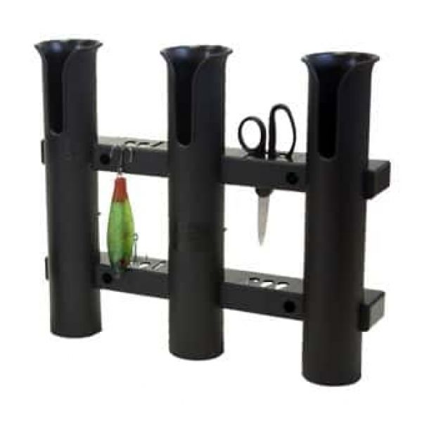 Fish-On! Plastic Triple Rod Holder Black