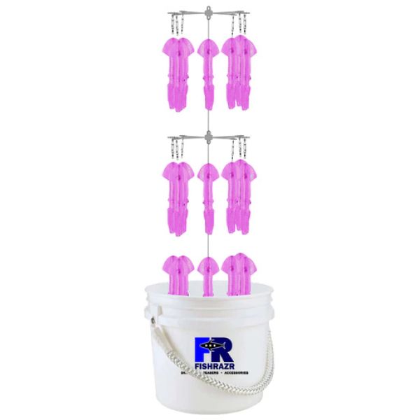 Fish Razr Bucket Dredge with 9in Squid - Pink Fluorescent