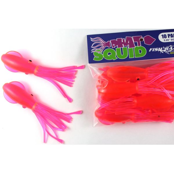 Fish Razr FR102 Phat Squid - 5.25 in. - Pink Fluorescent - 10pk