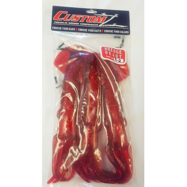 Fish Razr FR207 CustomZ Rigged 12 in. Squid 3pk - Red Sparkle