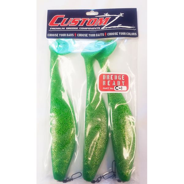 Fish Razr FR208 CustomZ Rigged 9.5 in. Shad 3pk - Green