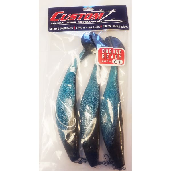 Fish Razr FR211 CustomZ Rigged 9.5 in. Shad 3pk - Blue Black Back