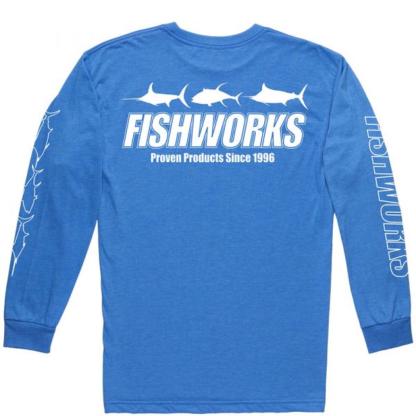 Fishworks 3 Fish Long Sleeve Shirt - Royal Heather 2XL