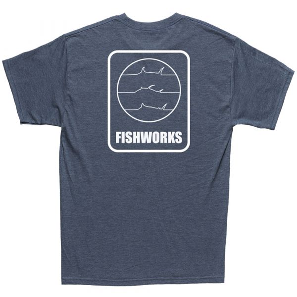 Fishworks Fine Lines Short Sleeve T-Shirt - Navy Heather 2XL