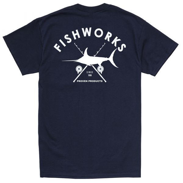 Fishworks Swords and Rods Short Sleeve T-Shirt - Navy 2XL