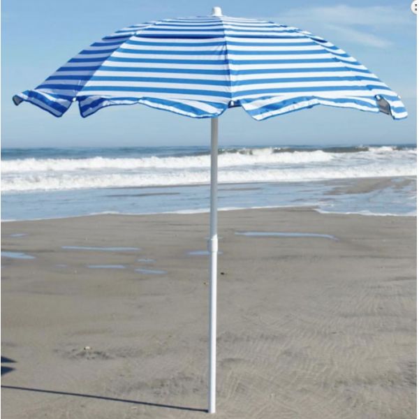 Frankford & Sons 6ft Diameter Beach Umbrella - Blue/White Stripe