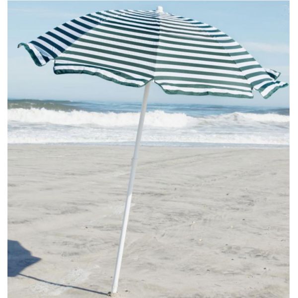 Frankford & Sons 6ft Diameter Beach Umbrella - Green/White Stripe