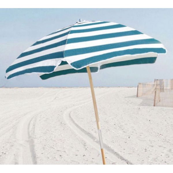 Frankford & Sons Shade Star Beach Umbrella - Green & White Stripe