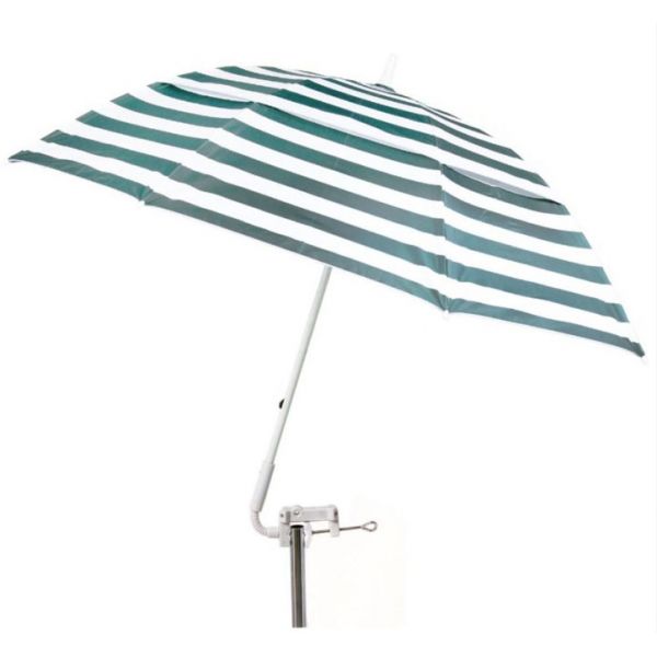 Frankford & Sons Solar Reflective Clamp Umbrella - Green/White Stripe