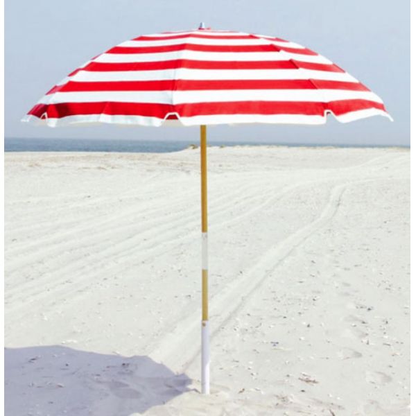 Frankford & Sons Steel Skeleton Beach Umbrella - Red/White Stripe