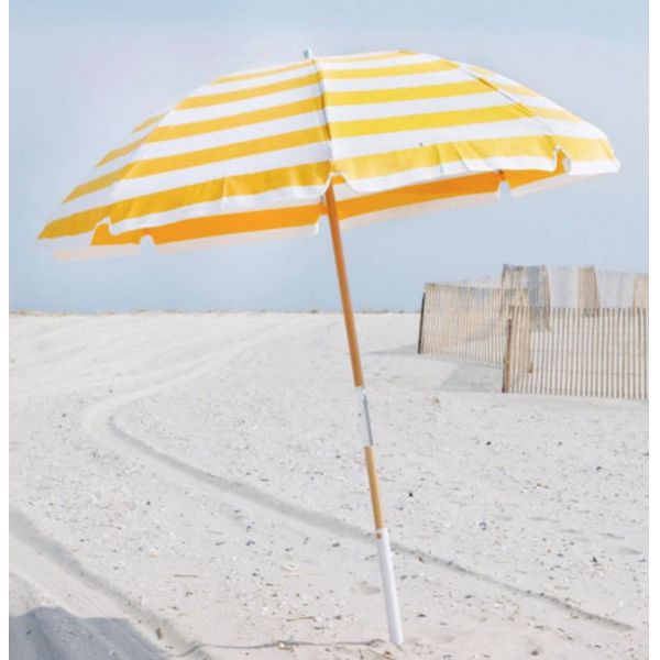 Frankford & Sons Steel Skeleton Beach Umbrella - Yellow/White Stripe