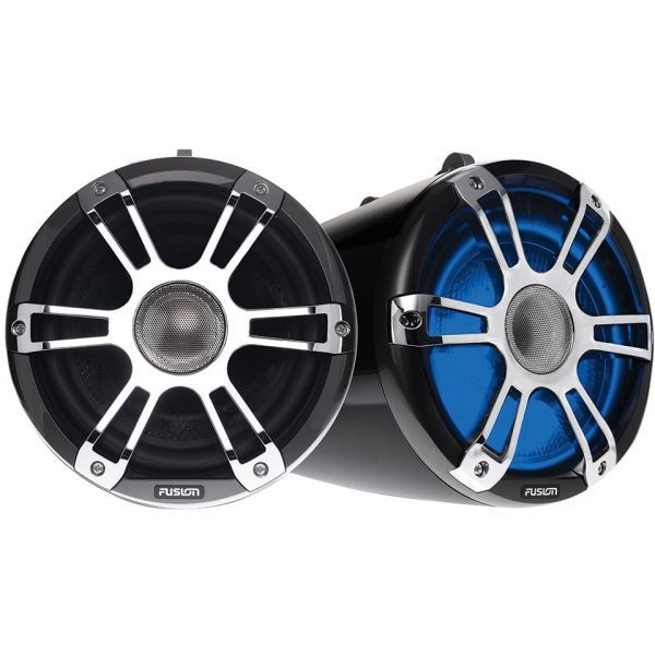 Fusion 8.8in Wake Tower Sports Speakers w/ LED Lights - Black & Chrome