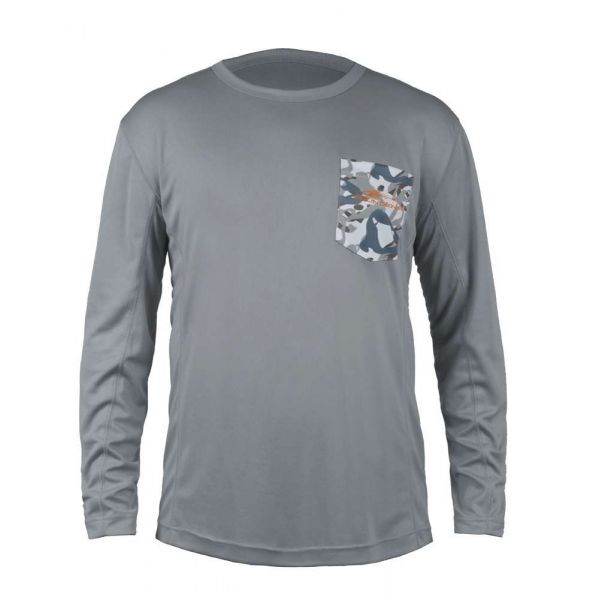 Grundens Fish Head Long Sleeve Shirt - Monument Grey - Small