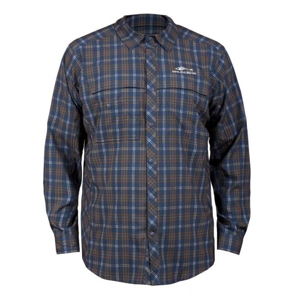 Grundens Fly Bridge Long Sleeve Shirt - Dark Slate - Small