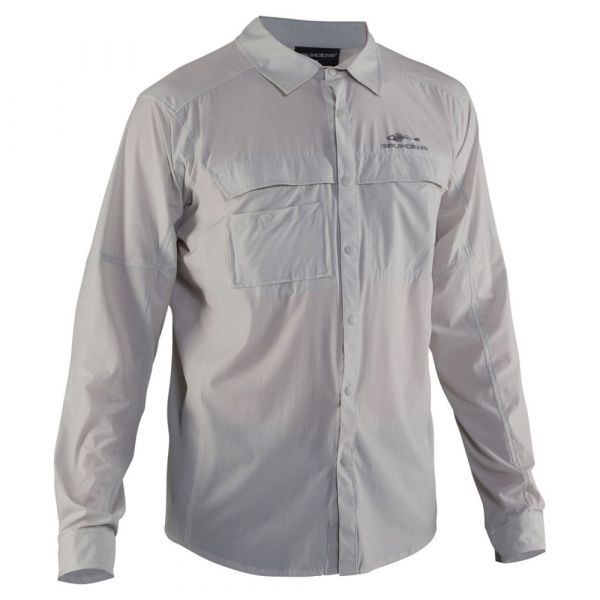 Grundens Hooksetter Long Sleeve Technical Shirt - Glacier Grey - 2XL