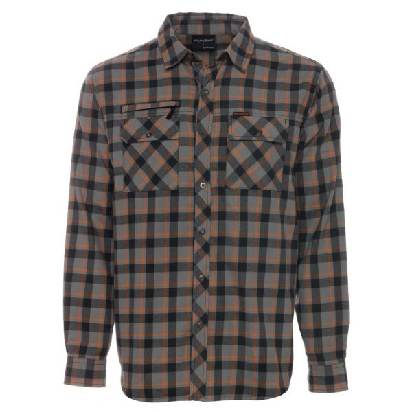 Grundens Steelhead Shirt - Black Plaid - Small