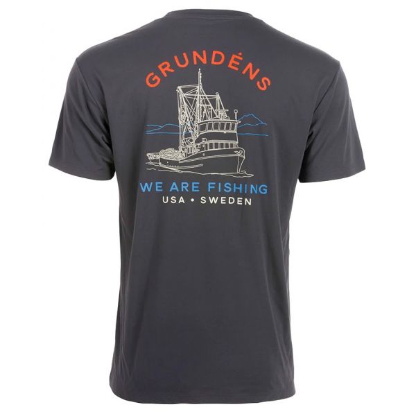 Grundens Tech Tee Short Sleeve Shirt - Linear Wave Print