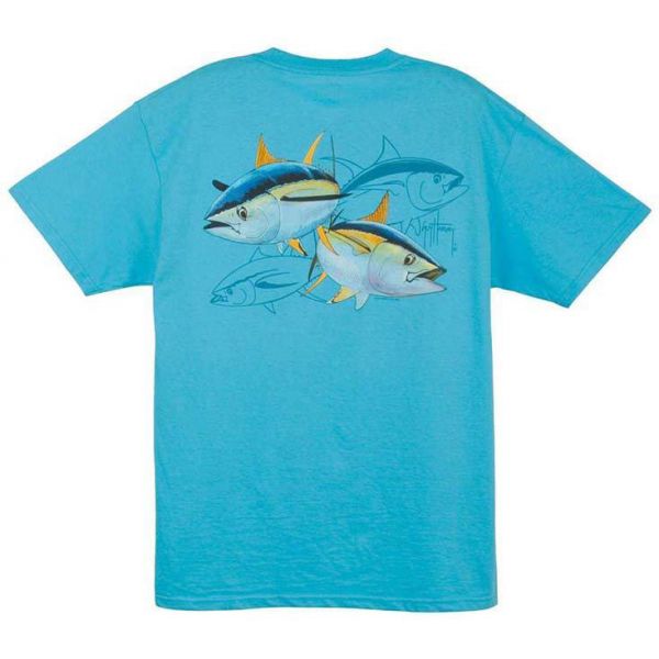 Guy Harvey MTH1329 Tuna Dash T-Shirts Aqua Blue - Medium