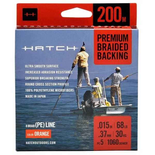 Hatch HB200M-O Premium Braided Fly Line Backing - 200M - Orange